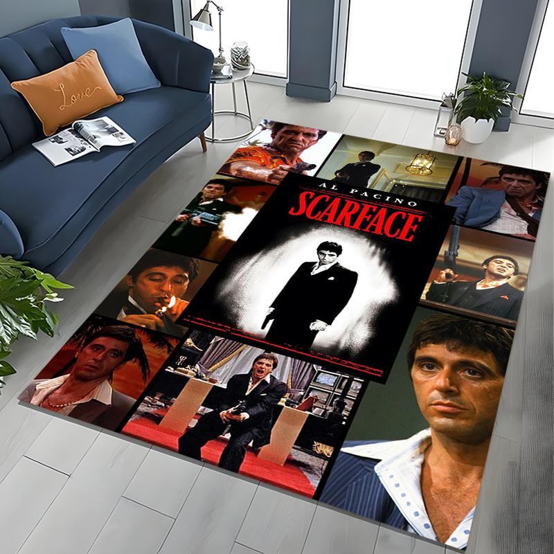 Tappeto Classico Scarface Tony Montana Movie Art per Camera da Letto Soggiorno Divano Decorazione Zerbino per Casa, Grande Tappeto Antiscivolo per Bambini