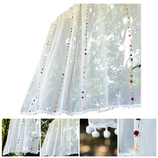 

Yousheng Window Gauze Plush Ball Прозрачный, устойчивый к разрывам, декоративный белый домашний декор, моющийся абажур, однотонный прозрачный оконный материал, бытовые принадлежности