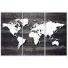 Three Piece Picture Canvas Print World Map Vintage