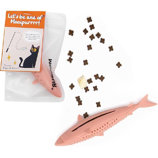 Cat Teething Toys, Fun Cat Fish Toy for Kittens Dental Care, Cat Treating Dispensing Toy No Catnip Included, Durable Cat Chew Toy (1 PCS), Green