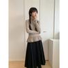 De Róng Women's Korean Style High Neck Lace Base Layer Top, Sweet Age-Reducing Design for Autumn/Winter, Long Sleeve, In Stock