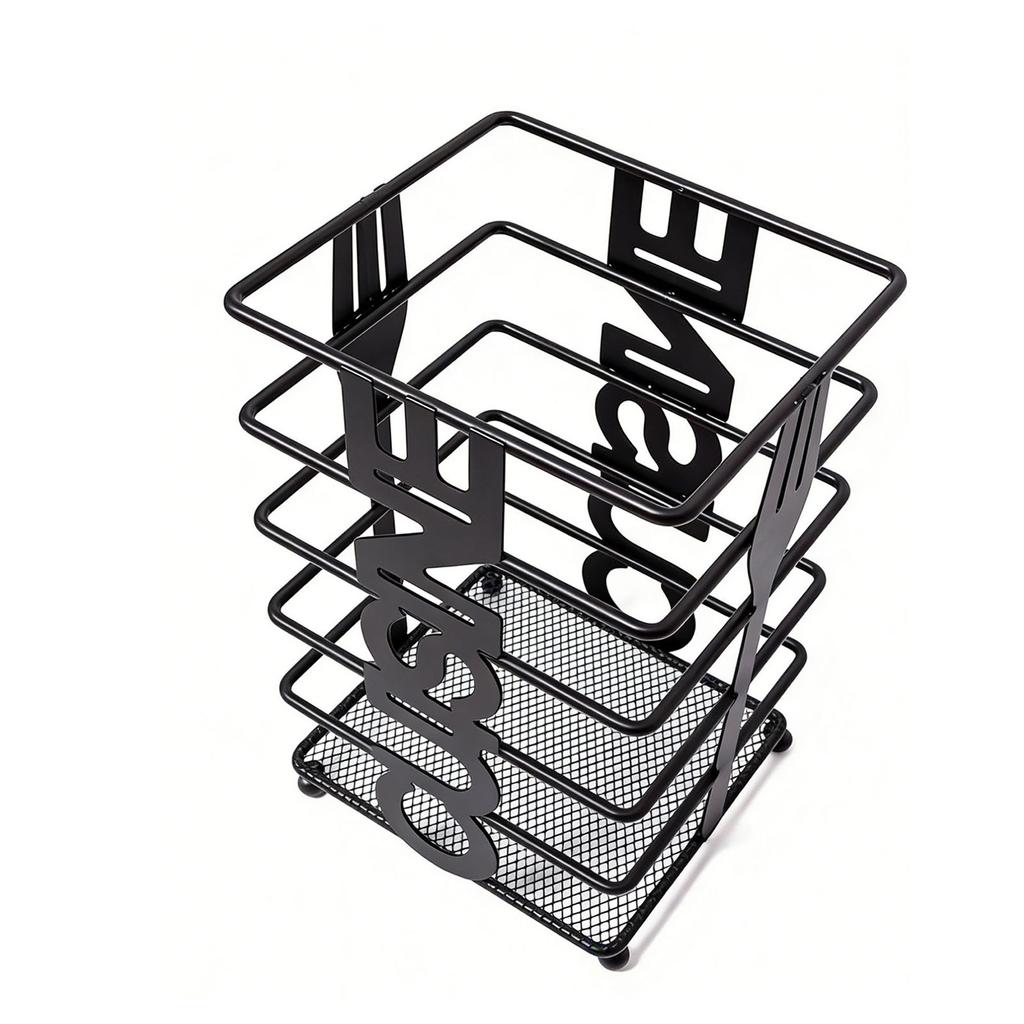 Countertop Utensil Holder Matte Black Modern Multifunctional Metal Cutlery Drainer for Forks Spoons Cooking Utensils