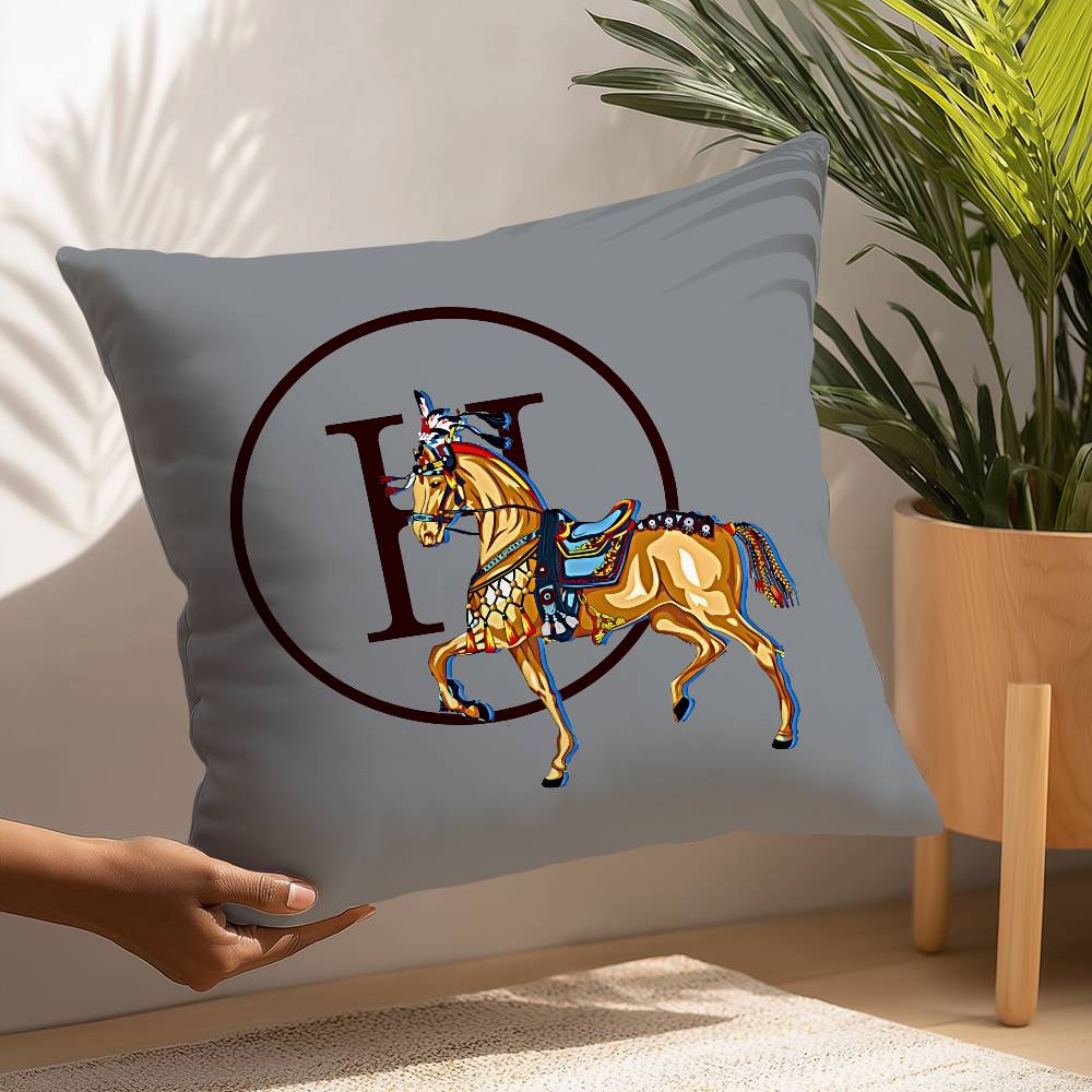 Luxury Horse Pillow Case Plush Fabric Soft  Pillowcase Double Sided Print Cushion Cover Household Gifts