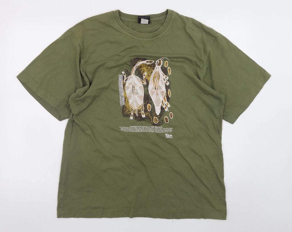Yijan Australia Men's Green XL Art Print Cotton T-Shirt