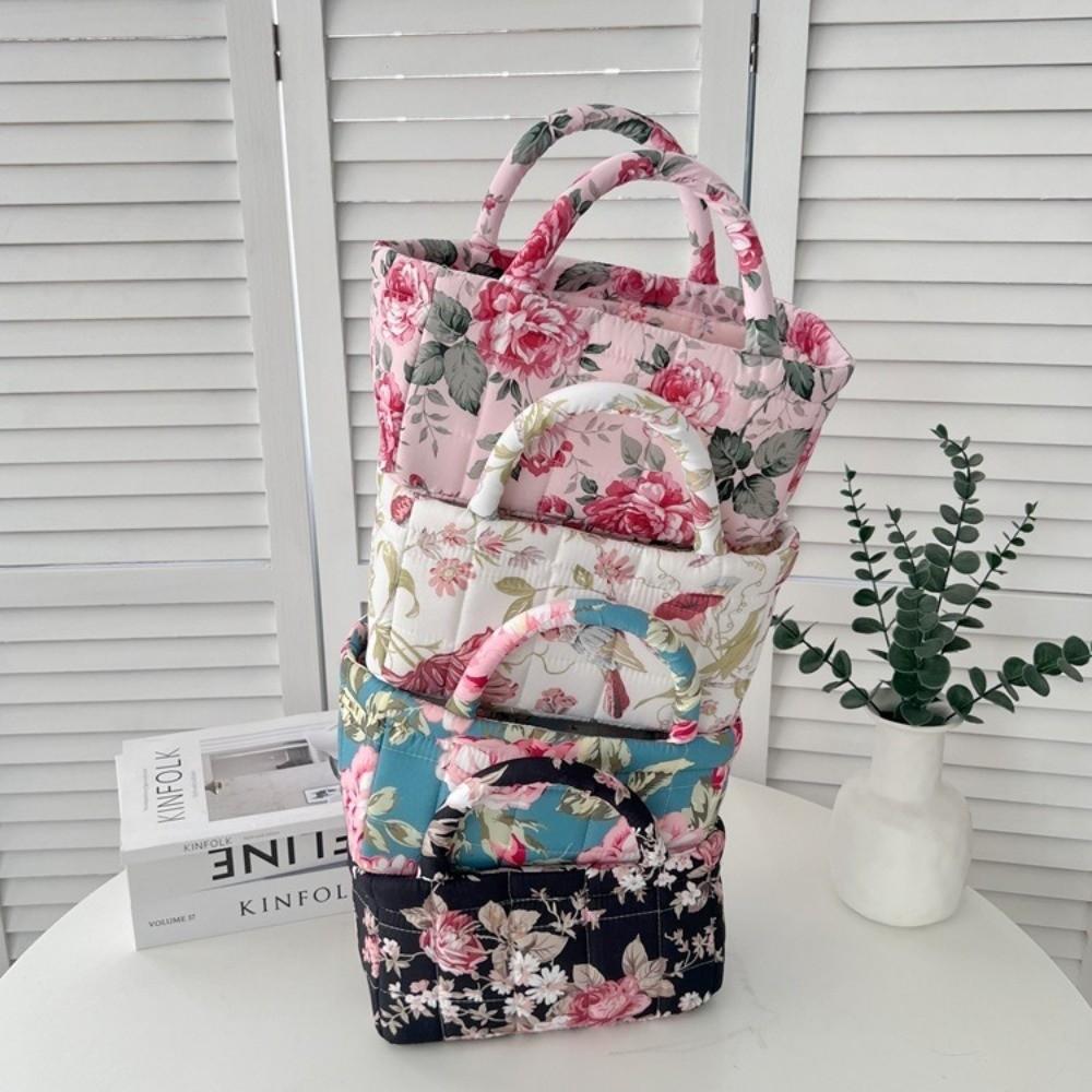Coșuri Portabile Matlasate cu Flori, Imprimeu Floral, Depozitare de Birou, Organizator, Coș de Depozitare, Gospodărie