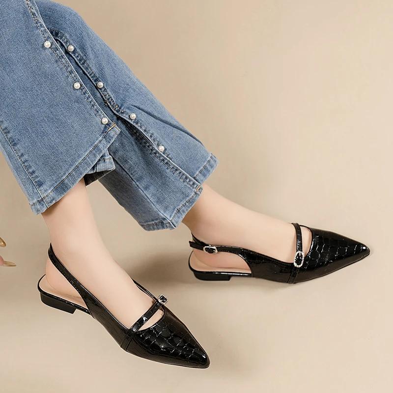 Shoes Female Slingbacks Women's High Heels Fashion Buckle Strap Office and Career New Belt Buckle Closed Toe Sandals