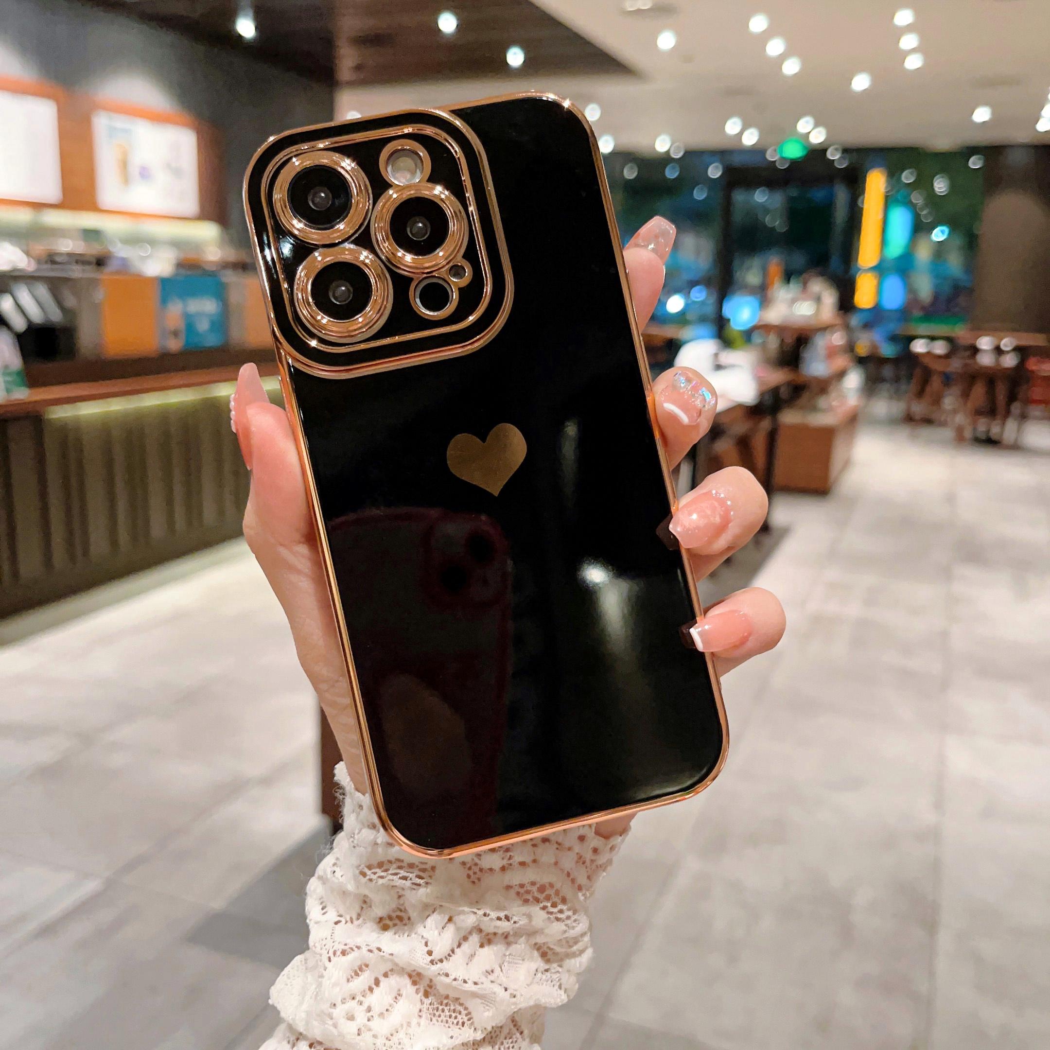 

Чехол для телефона Love Heart для iPhone 15 14 13 12 11 Pro Max Plus, силиконовые чехлы для iPhone 7 8 Plus X XS Max XR SE 2 3 2020 2022, защитная задняя крышка For iPhone 15 Pro Max чёрный