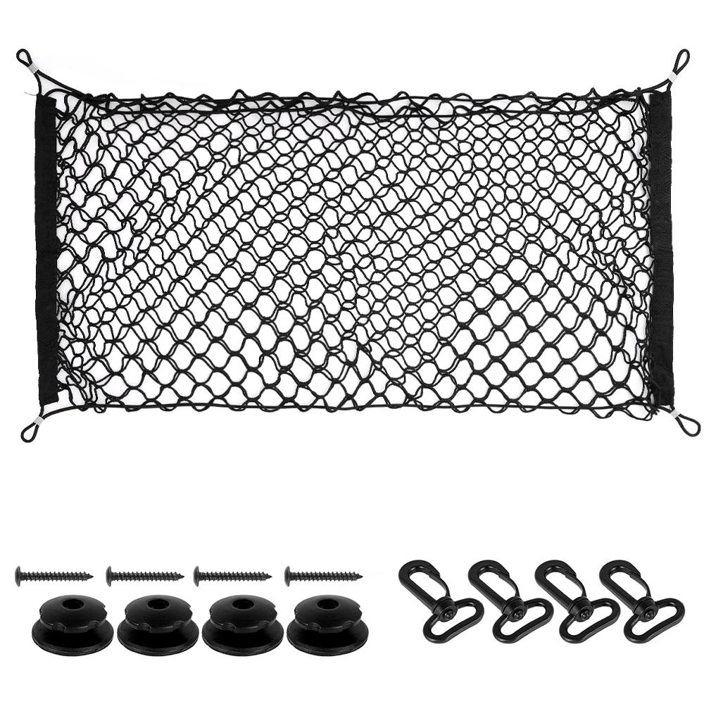 

Car Trunk Cargo Net with 4 Hooks Adjustable Car Net Elastic Trunk Cargo Organizer Nylon Net Universal Car Accessory 60x110cm 110x60cm