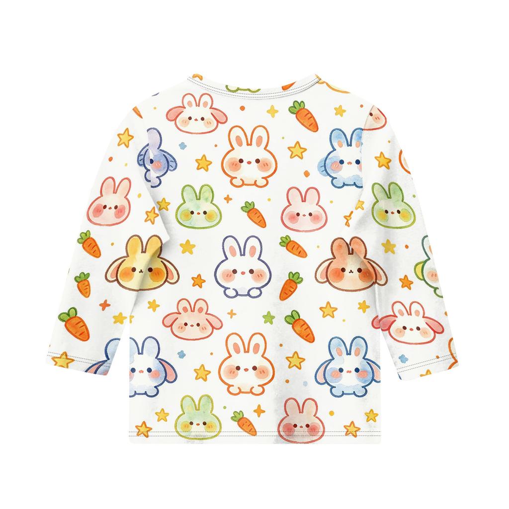 Kinder Tierdruck Rundhals Dreiviertelarm Lässiges T-Shirt Weiche Bequeme Passform Leichtes Gewebe Geeignet für den Alltag