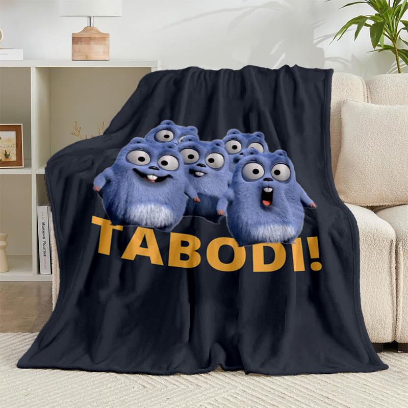 1PC Bear And Blue Critter Adventure Flannel Blanket Gift, Suitable for Both Men And Women, Soft Ideal for Beds And Sofa, Birthday Or Christmas Gift