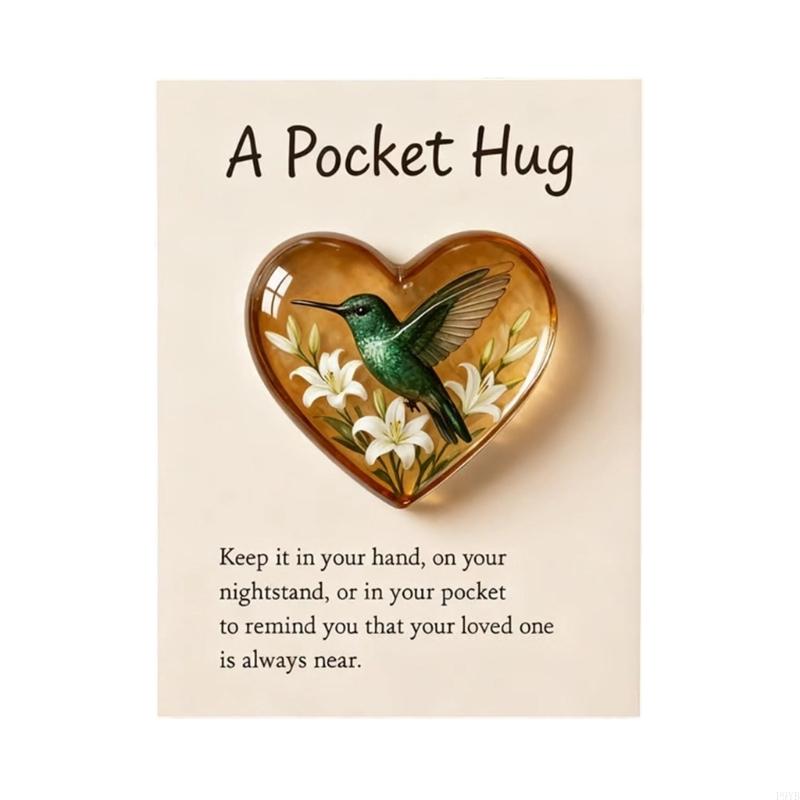 Handmade Heart Resin Charm Miniature Bird Ornament with Gift Card For Christmas Decorations Holiday Gift Exchanges P9YB