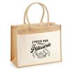 Tote Bag - PLANETEE - I Can't Minimalist - Jute &; Cotton - 21 L (43×33×21 Cm) - Pocket, Consider 65 Cm