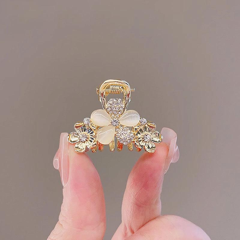 Crystal Flower Hair Claw Clip - Korean Style 2025