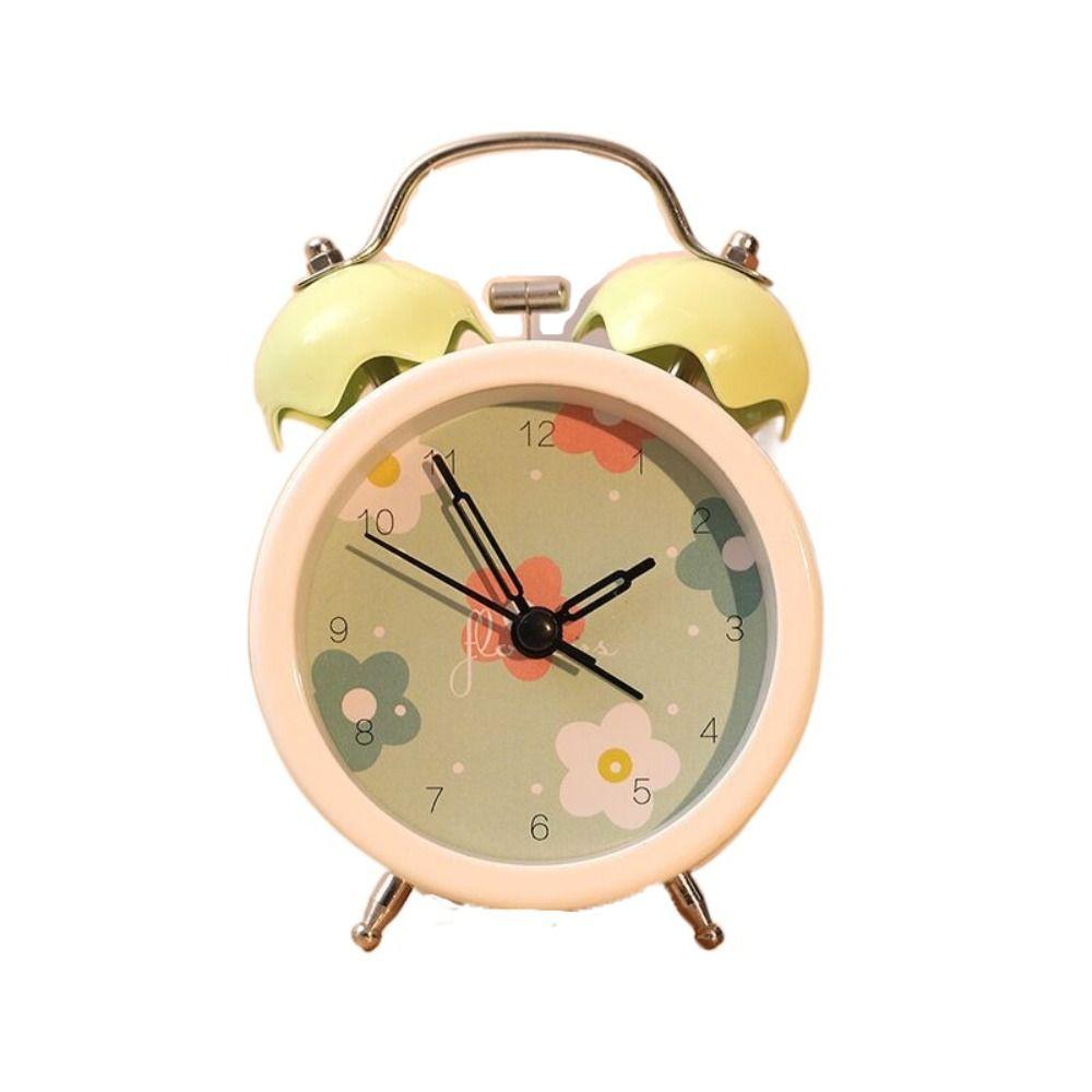 

Металлические круглые прикроватные часы Wake Up Cartoon Student Clock Creative Mute Alarm Clock Desk зелёный