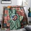 1Pc Egpyt Liberty Statue Patchwork Print Flannel Blanket High Quality Warm Comfortable Cover for All Seasons Perfect for Gifts Home Decor