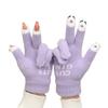 Knitted Touchable Screen Gloves Winter Full Finger Mittens Stretchy Warm Three Finger Exposed Gloves for Girls Teens