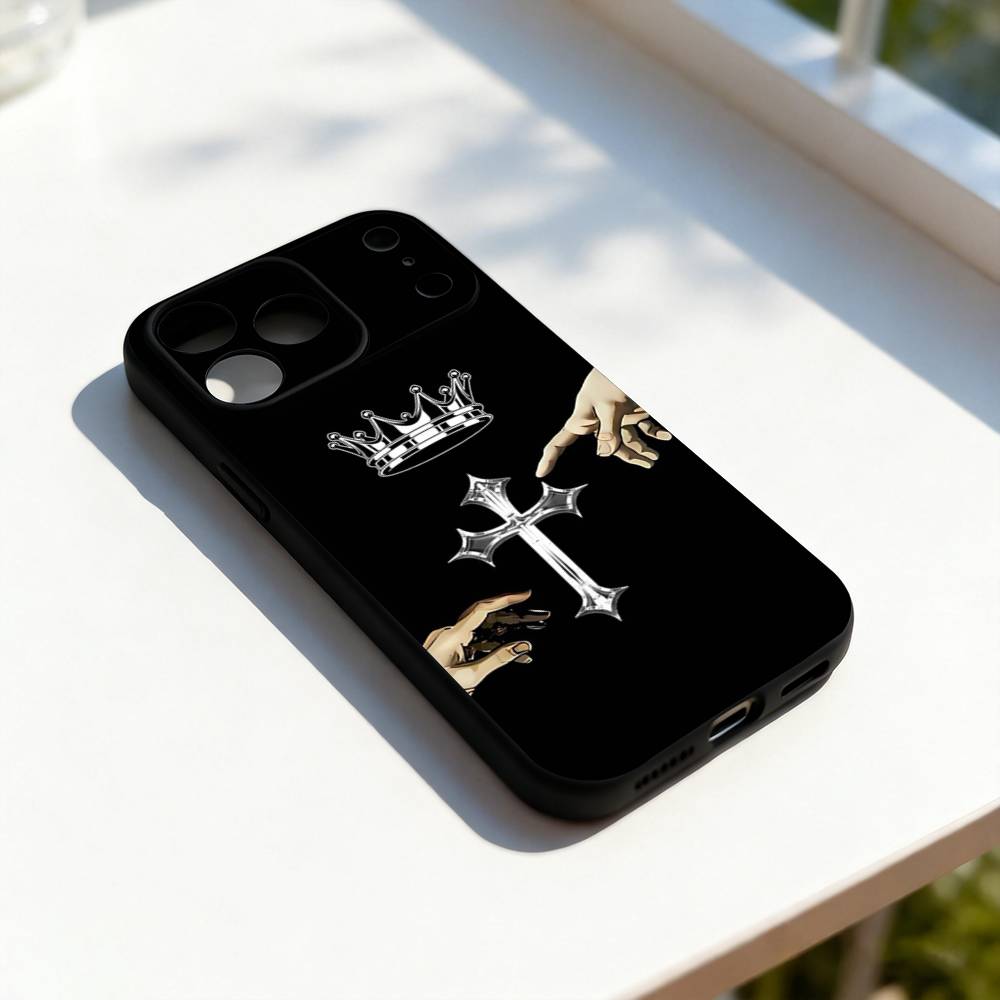 

Orthodox Christian Cross Phone Case For iPhone 11,12,13,14,15,16,17,Pro,Max,Plus,E,SE4,Air,Mini Black Soft Cover iPhone17pro