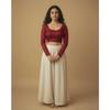 Women's Round Neck Ethnic Blouse Indian Bollywood Cotton Blend Crop Top Choli