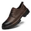 Men's leather shoes first layer cowhide thick sole heightening round head office leather shoes hole leather shoes