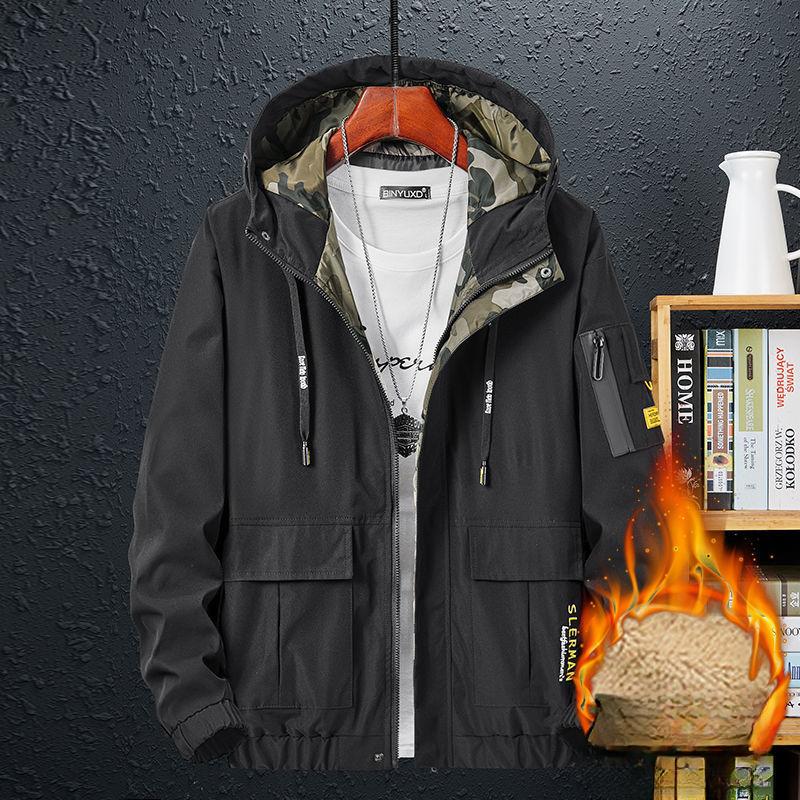 Autumn and Winter Large Size Jacket Loose Trend Casual and Thin Hooded Jacket