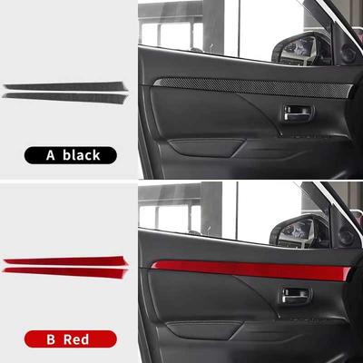 For Mitsubishi Outlander 2013 2014 2015 2016 2017 2018 2019 2020 2021 Real Soft Carbon Fiber Sticker LHD RHD Front Door Trim
