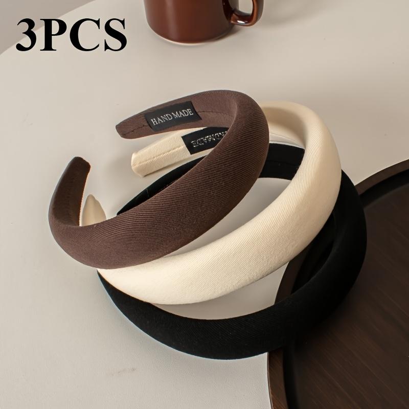 

3-Piece Minimalist Headbands - Soft Beige, Brown, Black. Elegant & Versatile for Any Outfit.