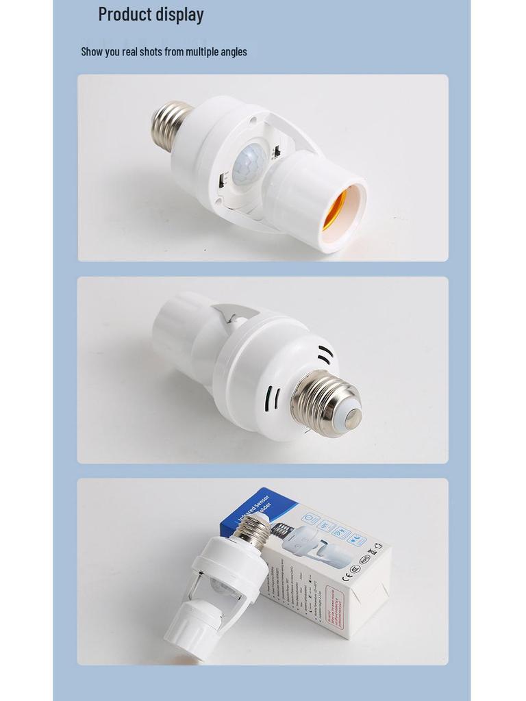 Adjustable E27 Infrared Motion Sensor Lamp Base - Auto-On with Radar Detection