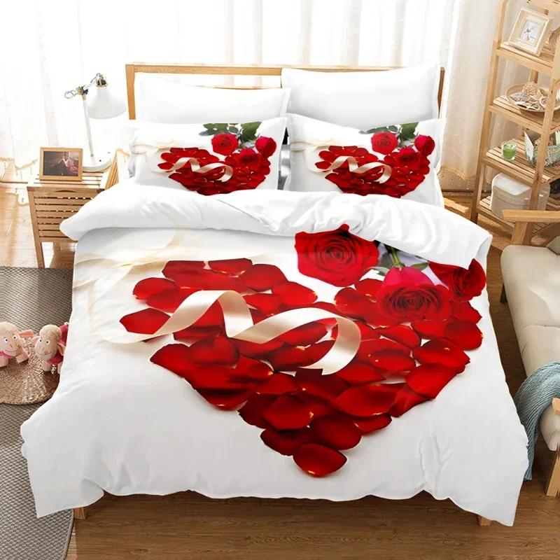 

Red rose Comfortable Duvet Quilt Cover Pillowcase Bedding Set Children Bedroom Decoration Home Textile EU Single 135x200cm