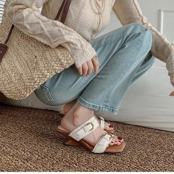Fashion Shoes Low Rome Hoof Heels PU Rubber Fabric Low Shoes Hoof Heels Rome Rubber Fabric