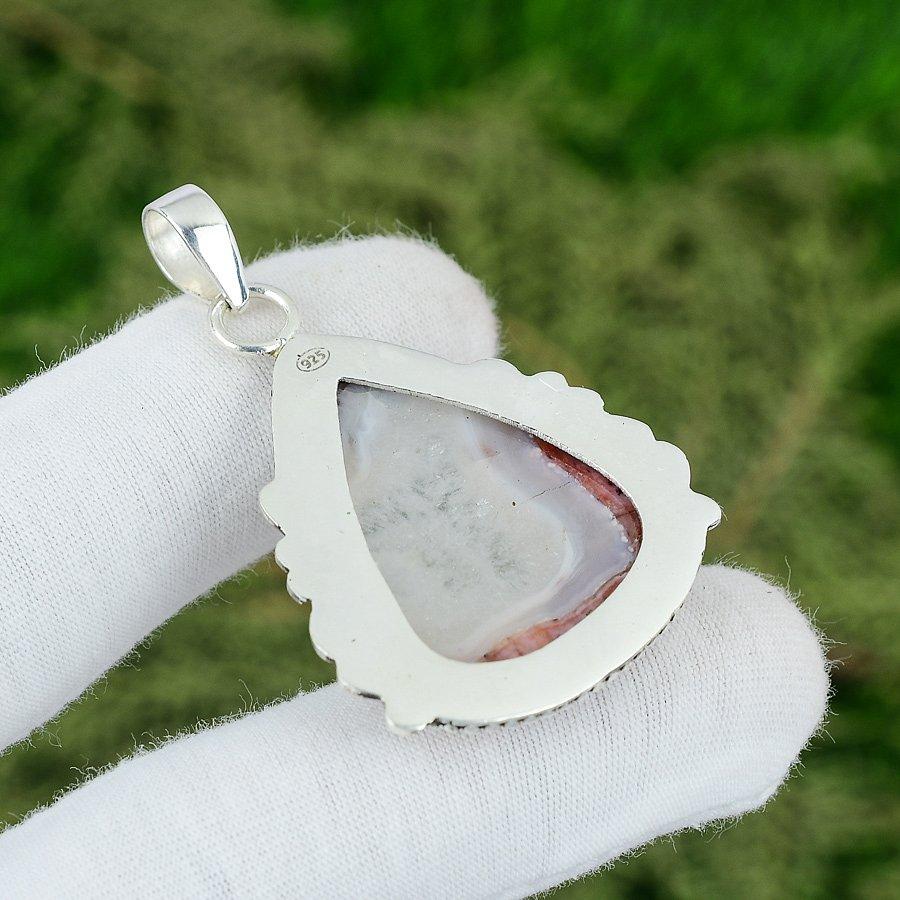 Natürlicher Crazy Lace Achat Edelstein Anhänger 925 Sterlingsilber Schmuck für Mädchen