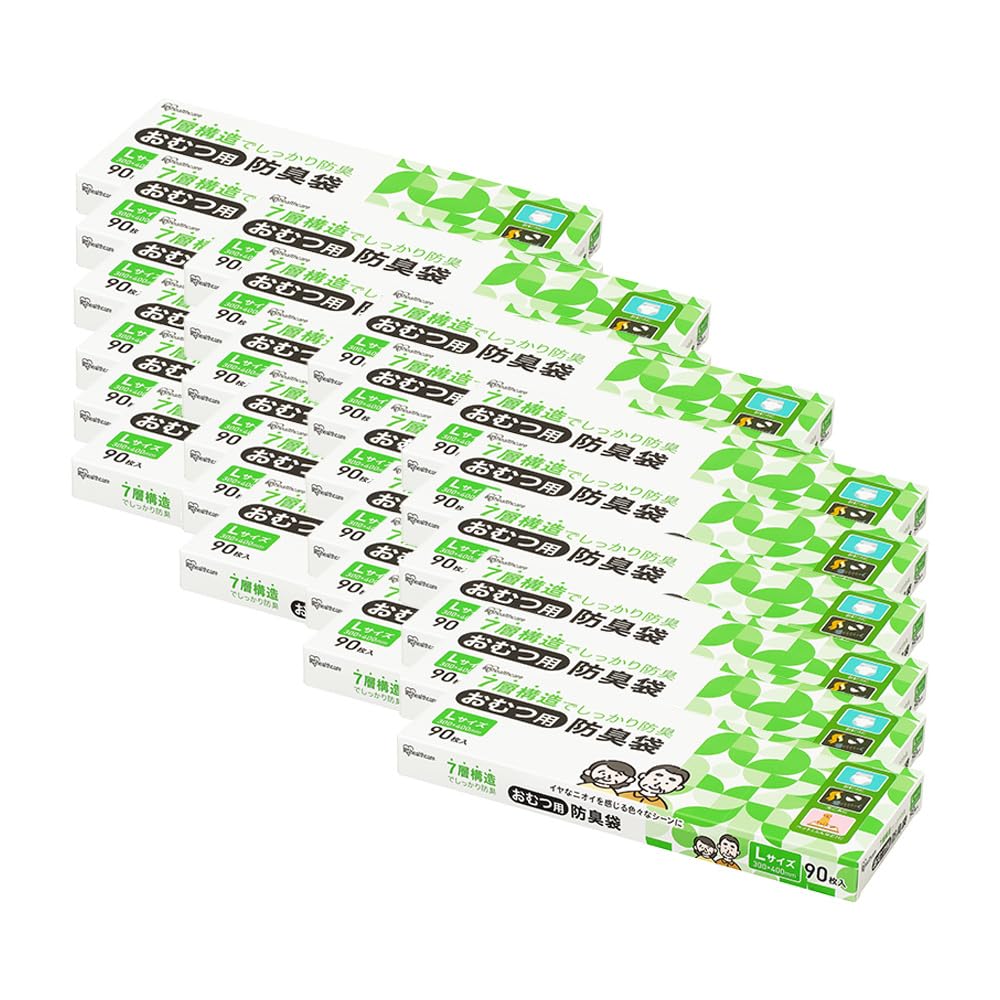 

Iris Ohyama Diaper Deodorant Bag L 90 24 Piece Odor 7 Layer Just and Discard Nursing Care [Case Sold] Size, Pieces, Set, Proof, Diaper, Garbage, Pet, білий