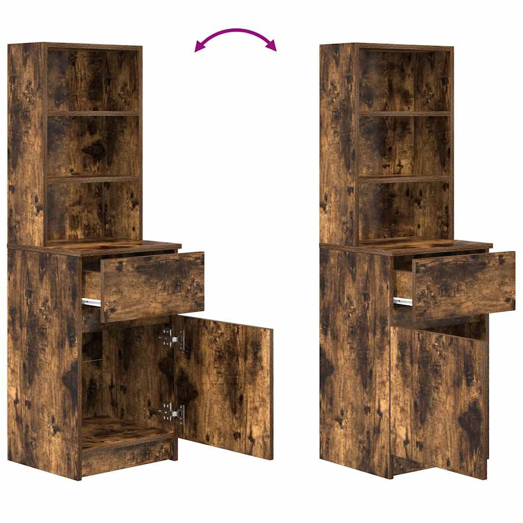 Nightstand Smoked Oak Finish 39 X 35 X 125 Cm Engineered Wood