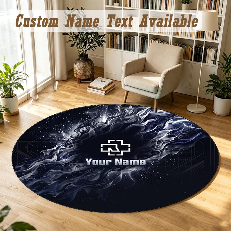 Round Rug Custom NameRammstein Pattern Non Slip Carpet Home Floor Decor