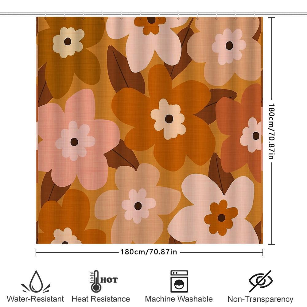 Floral Shower Curtain Botanical Nature Plants Bathroom Decor Waterproof Fabric Vintage Farmhouse Rustic Home Decor For