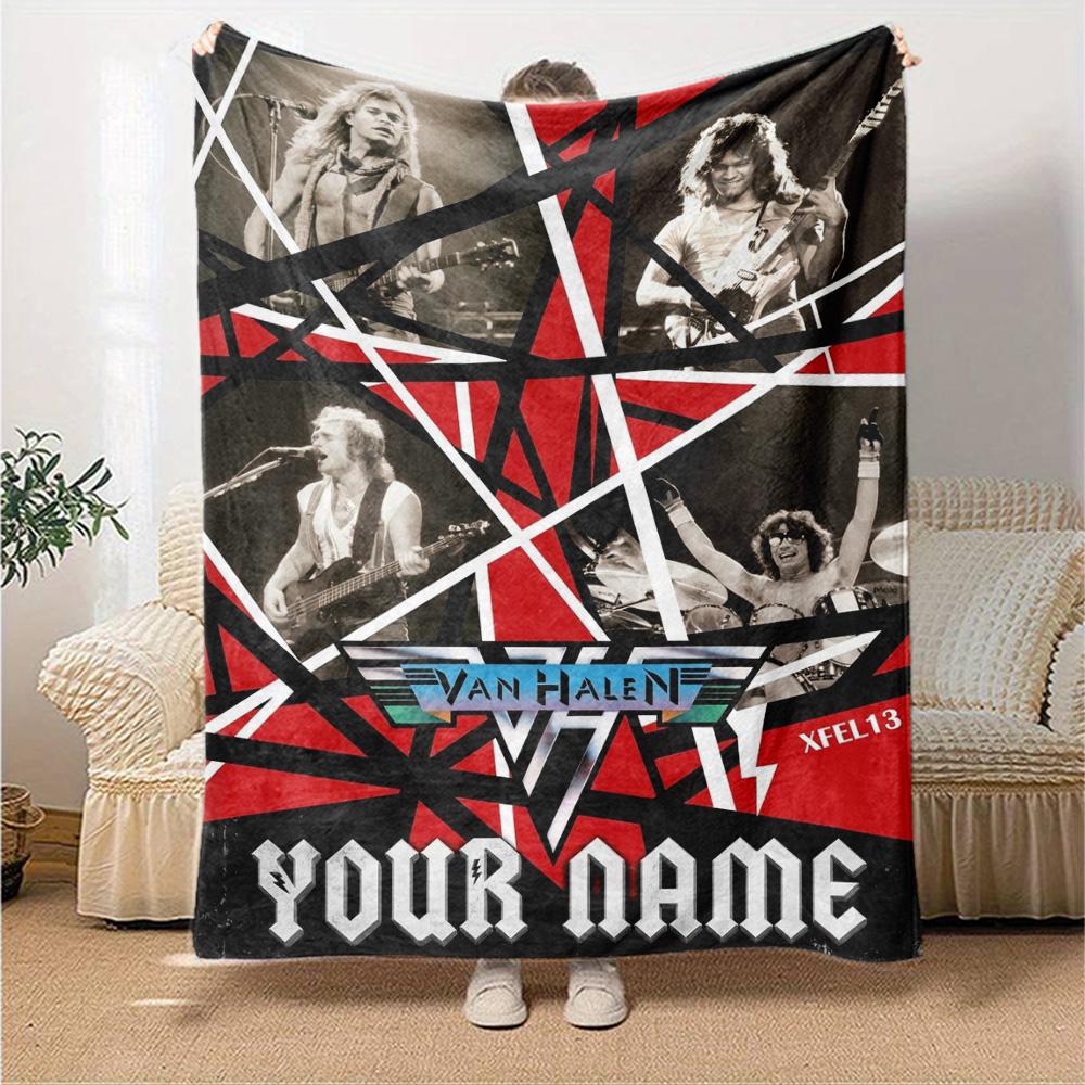 Name Custom VAN HALEN Print Flannel Blanket High Quality Warm Comfortable Cover for All Seasons Perfect for Gifts Home Decor