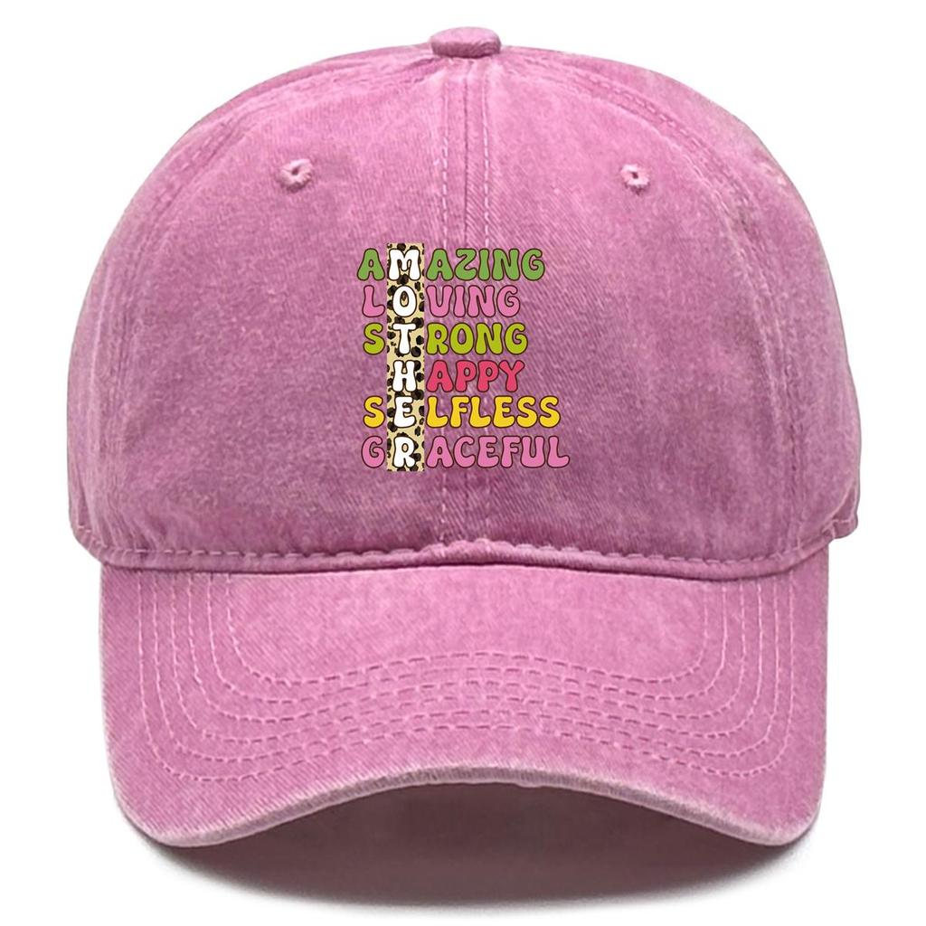 MOTHER" Print Snapback Sun Hat, Mother's Day Flat Cap Raw Brim Inelastic Sun Visor Adjustable Strap Adjustable Baseball Hat