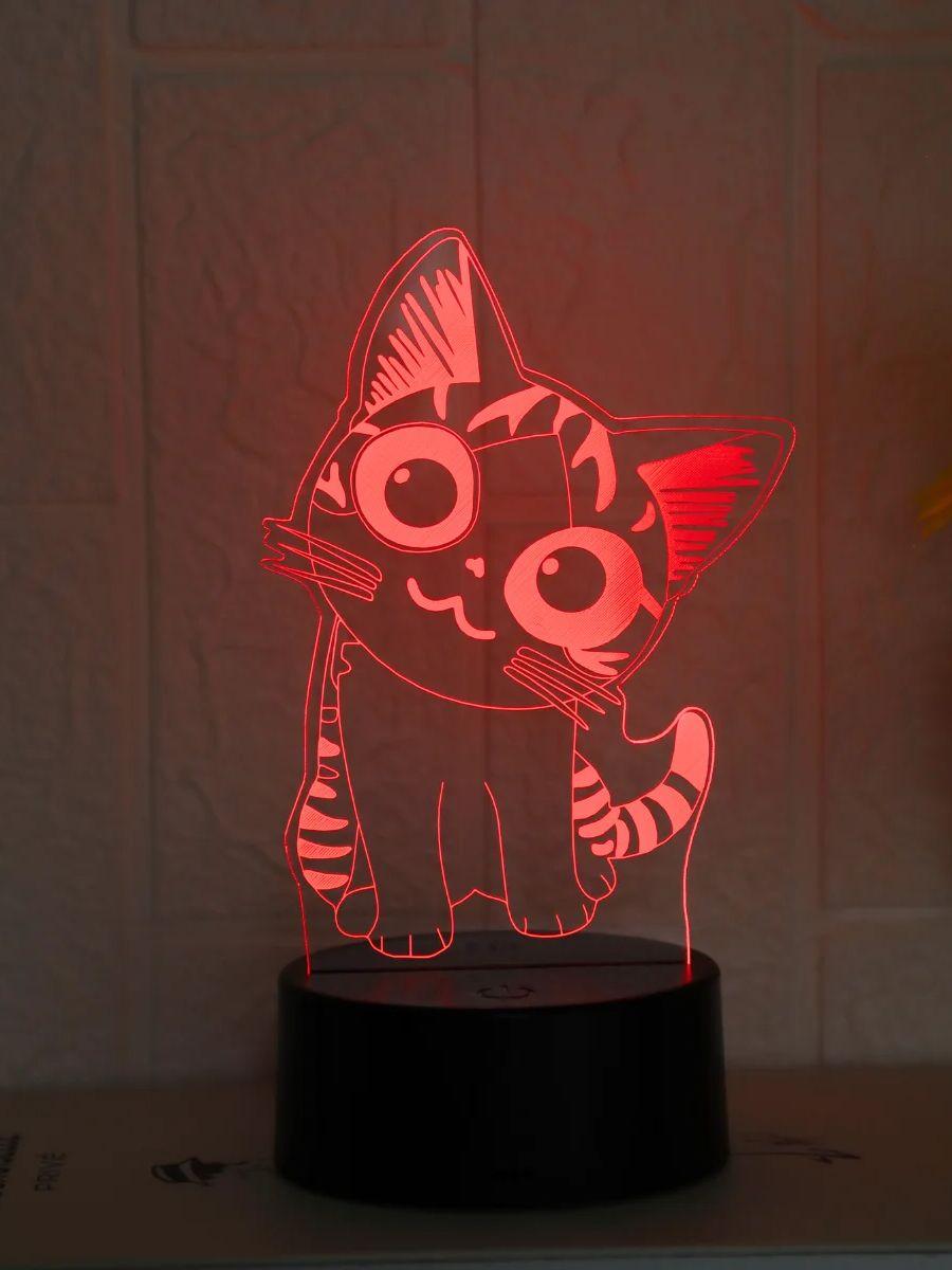 

1PC Creative Cartoon Cat 3D Night Light USB Powered Touch Seven Color Environment Light Decorative Light Gift Light