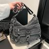 Mehrlagige Denim-Schultertasche für modische und lässige Damen, Crossbody-Tasche, Kleine quadratische Tasche