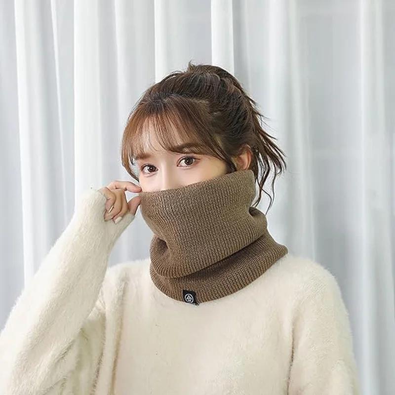 Full Face Mask Snood Warm Winter Ring Scarf Women Men Unisex Solid Plus Velvet Knitted Neck Scarves Bufanda Muffler