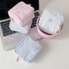Embroidery Bow Knot Mini Cosmetic Bag Striped Sanitary Napkin Storage Bag Toiletry Organizer