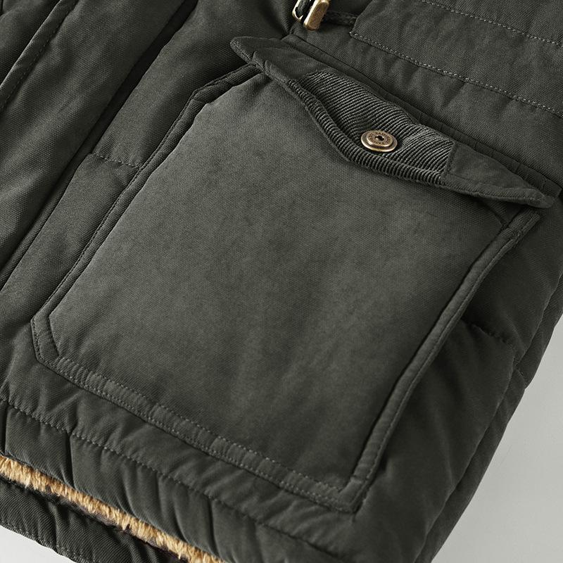 New Velvet Thickened Large Size Men's Cotton Coat Mid-length Large Size Warm Cotton Coat