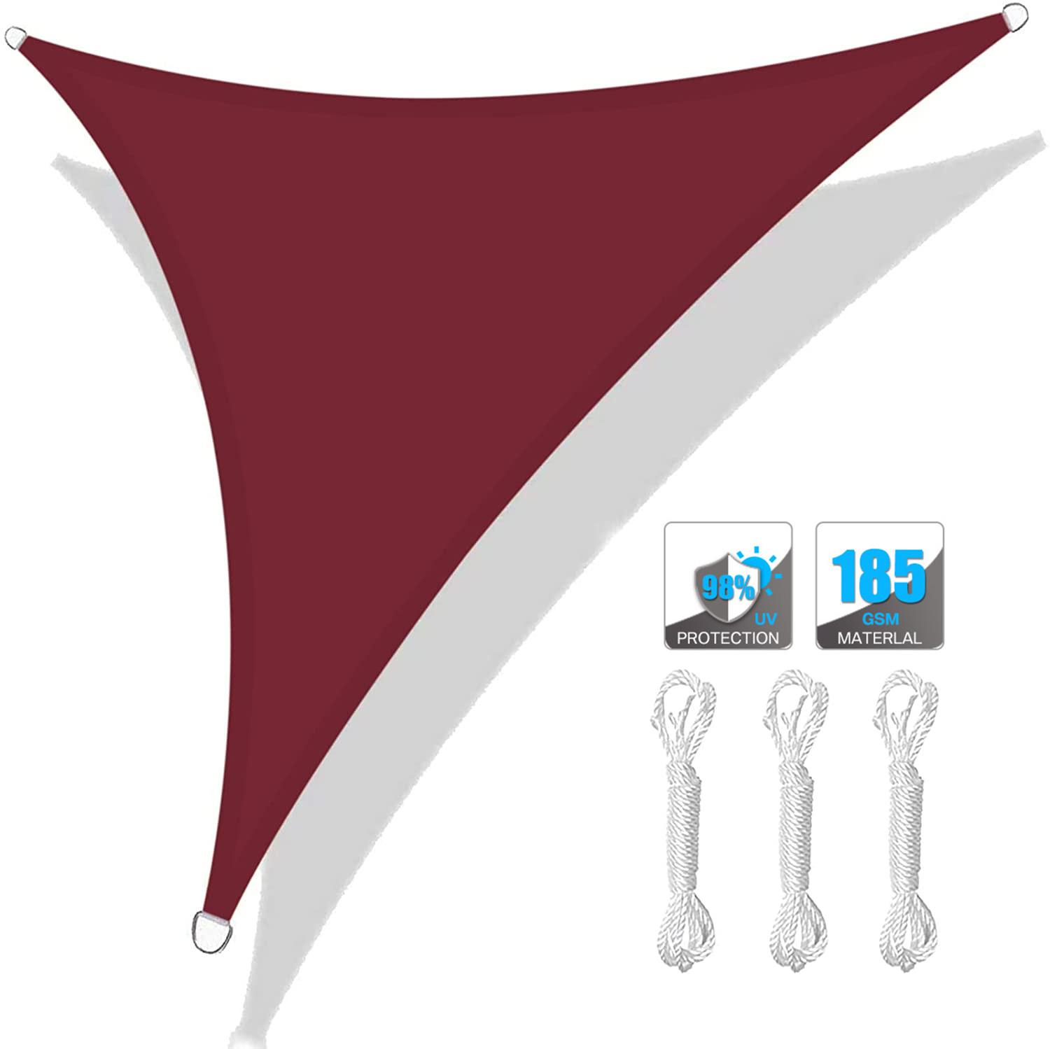

Triangle 2/3/3.6/5M Canopy with Fastening Ropes Premium Weatherproof Breathable Sun Shelter Sun Shade Sails Cloth Outdoor Awning 200x200x200cm вино красного