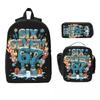 3 Peças 67 Seis Sete 6-7 Italian Brainrot Conjunto de Mochilas Escolares para Meninas Meninos Estojos Mochilas Conjuntos com Lancheira Para Mochila do Dia