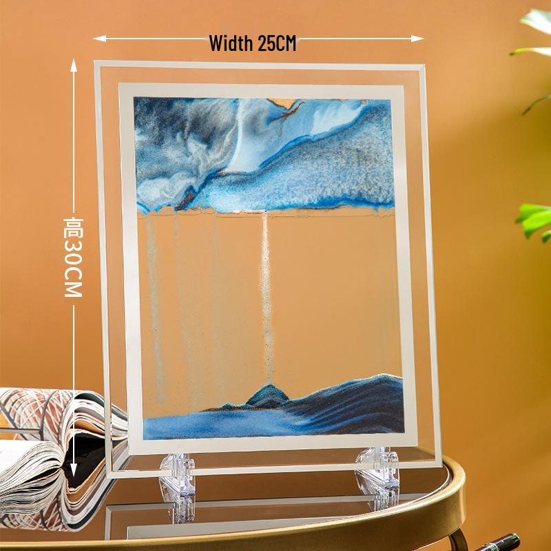 Ornament 3D Ruchomy Piasek Lustrzane Krawędzie Kwadratowy Obraz do Salonu - Szklana Dekoracja Rękodzieła Zestaw na Prezent