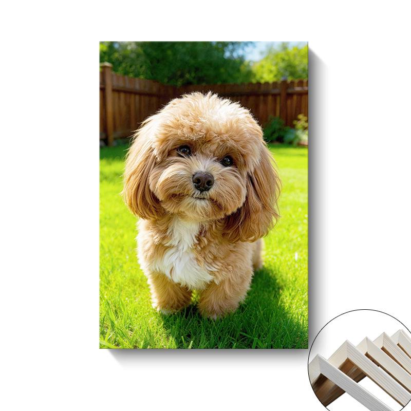 Custom Decorative Cute Dog Teddy Frameless Wall Painting for Living Room or Bedroom
