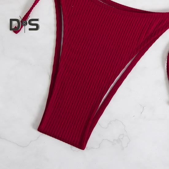 Damebikinisett med halterneck, sideknyting i to deler med sjøstjernedekor, sexy trekantbadedrakter for strandferie, varmt kildebasseng