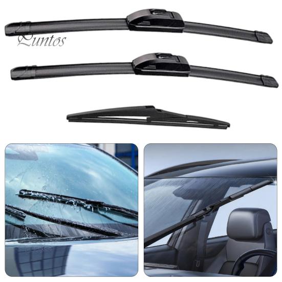 Natural Rubber Wiper Blades Car 3 Piece Set for Mazda CX-5 CX-9 Pre-2017/2017+, 24"+18"+14" Easy Installation Front and Rear Windshield Wipers, Silent