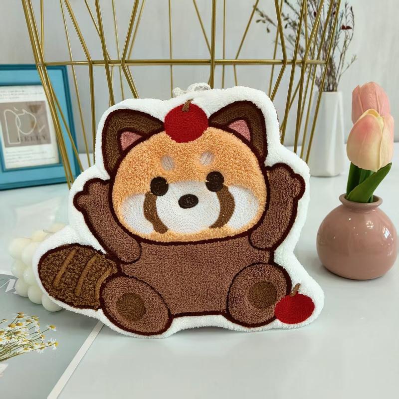 

Cute Raccoon Hand Towel Soft Absorbent Hanging Towel For Kitchen Bathroom Bedroom Childrens Day Gift Daily Cleaning Use A4