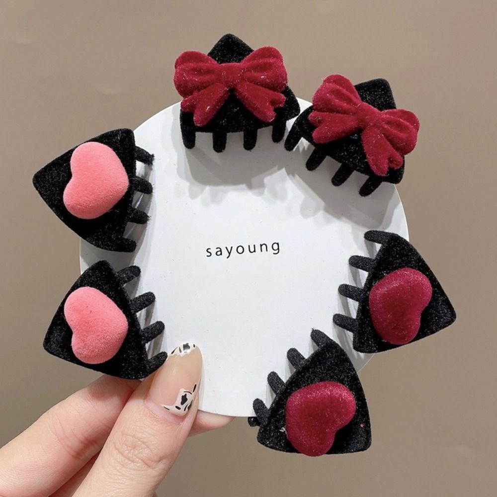 Heart Cat Ear Hairpin Bow Velvet Hair Clip Creative Children's Hair Clip  Girls
