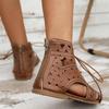 Neue Damen-Peep-Toe-Sandalen, Sommermode, Keil-Schnürung, hohle römische Sandalen, Strandschuhe